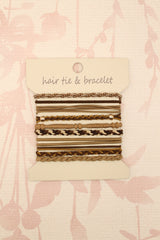 Boho Knot Bracelet Hair Tie Set | Tan
