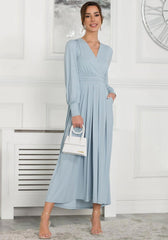Jolie Moi Rashelle Long Sleeve Maxi Dress, Ice Blue