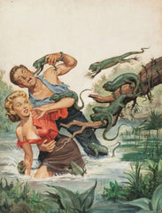 Lizards From Hell - True Men Magazine Cover Pulp Art - Wil Hulsey Painting - Posters