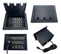 PROCRAFT LARGE 3 HOLE LID FEED-THRU RECESSED Stage Pocket/Floor Box w/ 1) WIRED AC 12) XF