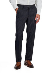 NEIL – Mens Black Gold Pinstripe Suit Trousers Tapered Fit