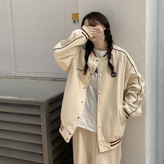 Cream Color Varsity Jacket Vintage Baseball Uniform