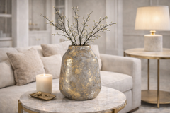 Orvena Medium Grey and Gold Ceramic Vase
