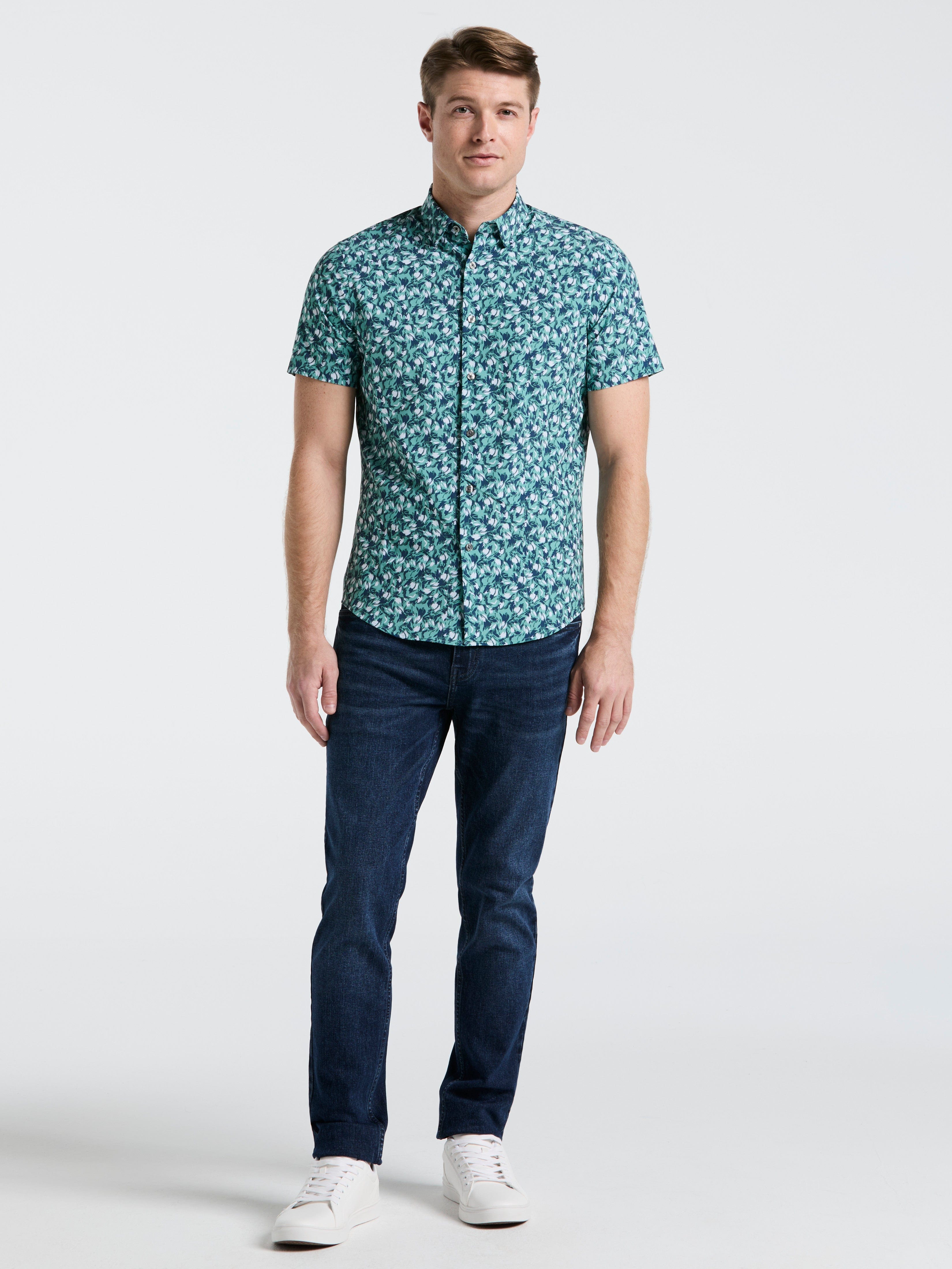 Slim Fit Floral Print Shirt (Wasabi)