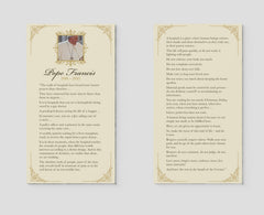 Pope Francis Prayer Card (qty: 250)