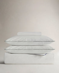Soft & Smooth Cotton Duvet Set - White Navy Piping