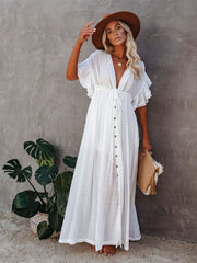 ESHAAL Bohemian Beach Wear Long Maxi Tunic Swim Suit Cover Up - Bali Lumbung