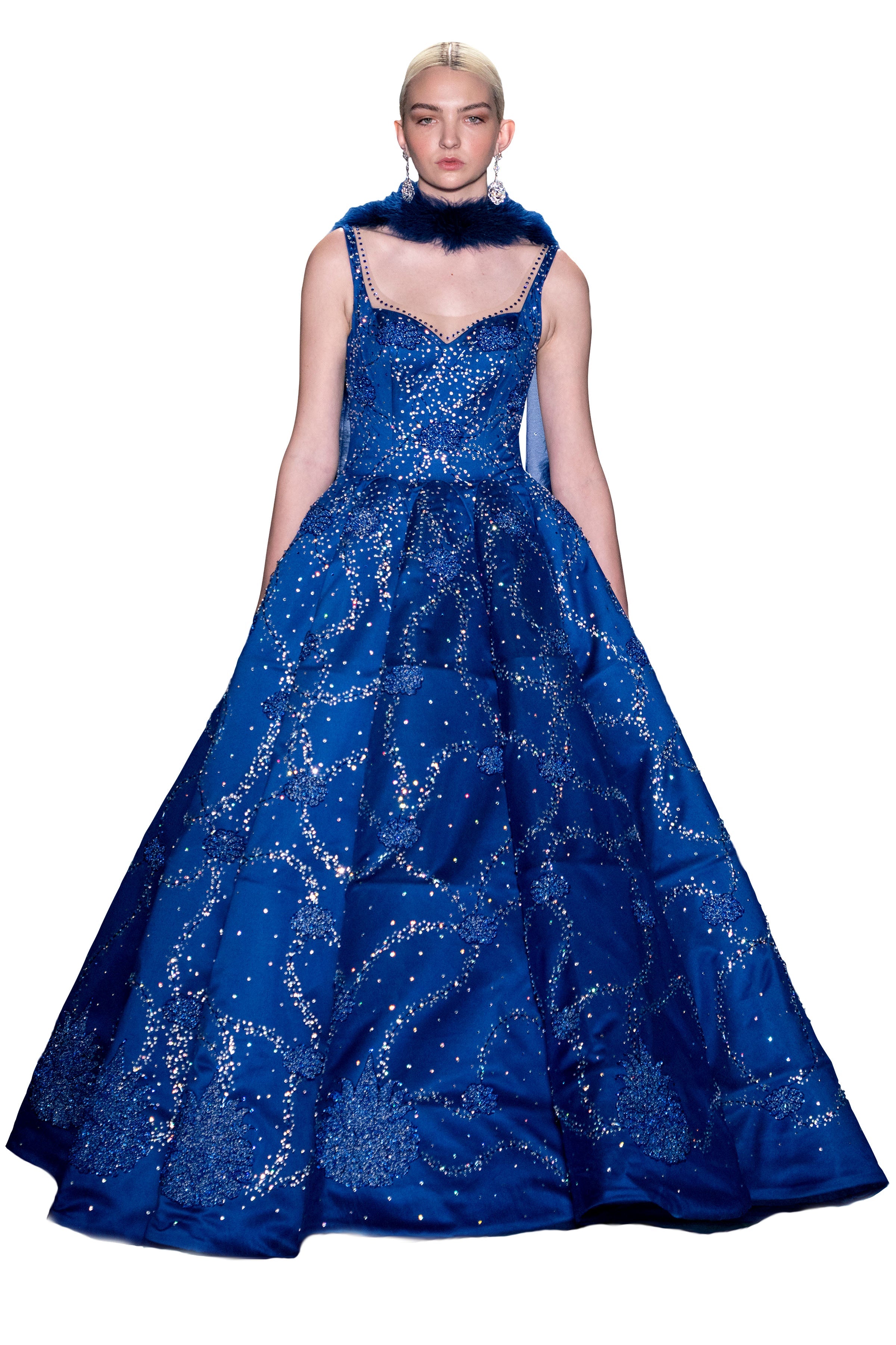 Sapphire Blue Crystals Gown | Farah Naz New York