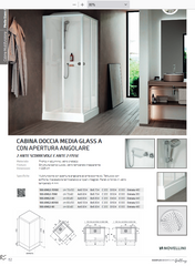 Cabina doccia apertura 2 ante scorrevoli 2 ante fisse cm 80x100 modello MEDIA GLASS A