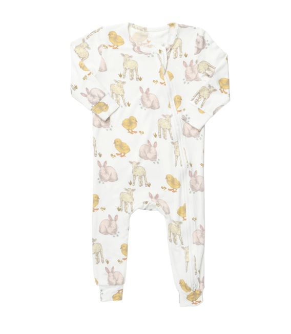 Easter Friends Bamboo Romper | Pink Chicken