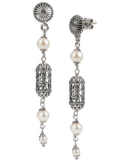 ORECCHINI ARGENTO BRUNITO CON LANTERNE MEDITERRANEE E PERLE