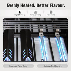 Garden GROTTO 6-Burner Propane Gas Grill with Side Burner, 52,000 BTU, 740 Sq. In. Cooking Area, Heavy-Duty Outdoor BBQ Grill