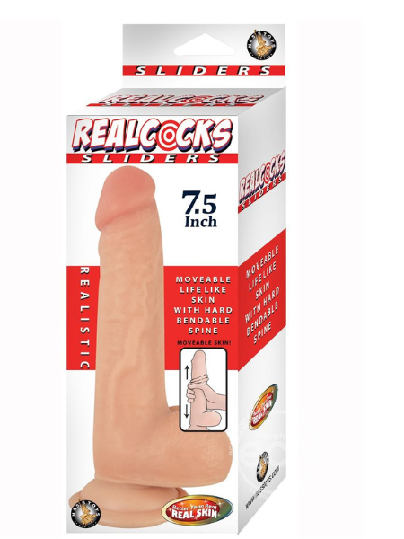 REALCOCKS SLIDERS DILDO WITH BALLS 7.5IN - VANILLA