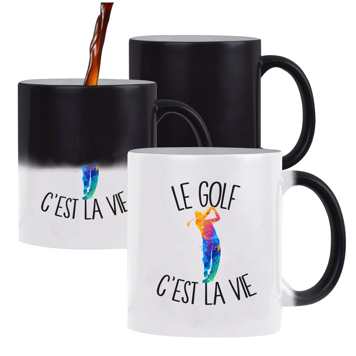 Mug magique Golf c'est la vie Golfeur et Golfeuse | Tasse changement de couleur - Planetee
