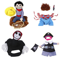 Halloween Dog Costume Pet Accessories Funny Dress Up for Small Medium Dogs - Little Devil Riding-L