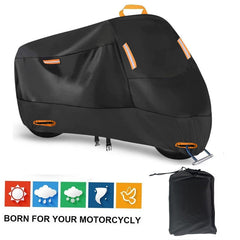 Heavy Duty 210D Waterproof Motorcycle Cover - All Season Outdoor Protection with Lock Holes & Windproof Buckles(Size: M)