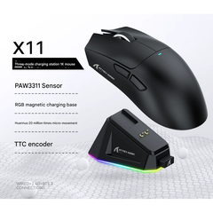 High-Performance Tri-Mode Wireless Gaming Mouse - 22000 DPI, Rechargeable, with RGB Charging Dock(black)