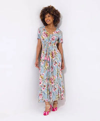 Joe Browns 8 Blue Bonnie Floral Maxi Dress