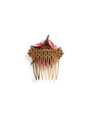 Comb with crystal-rhinestoned silk flower