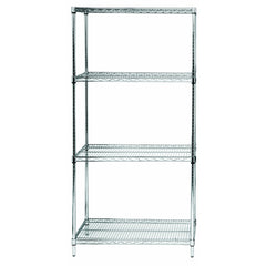 Wire Shelving Starter Kit, 42W X 12D X 74H, 600 - 800 Lb. Capacity, Includes (4) Wire Shelves And (4) Posts, Chrome Plated Finis