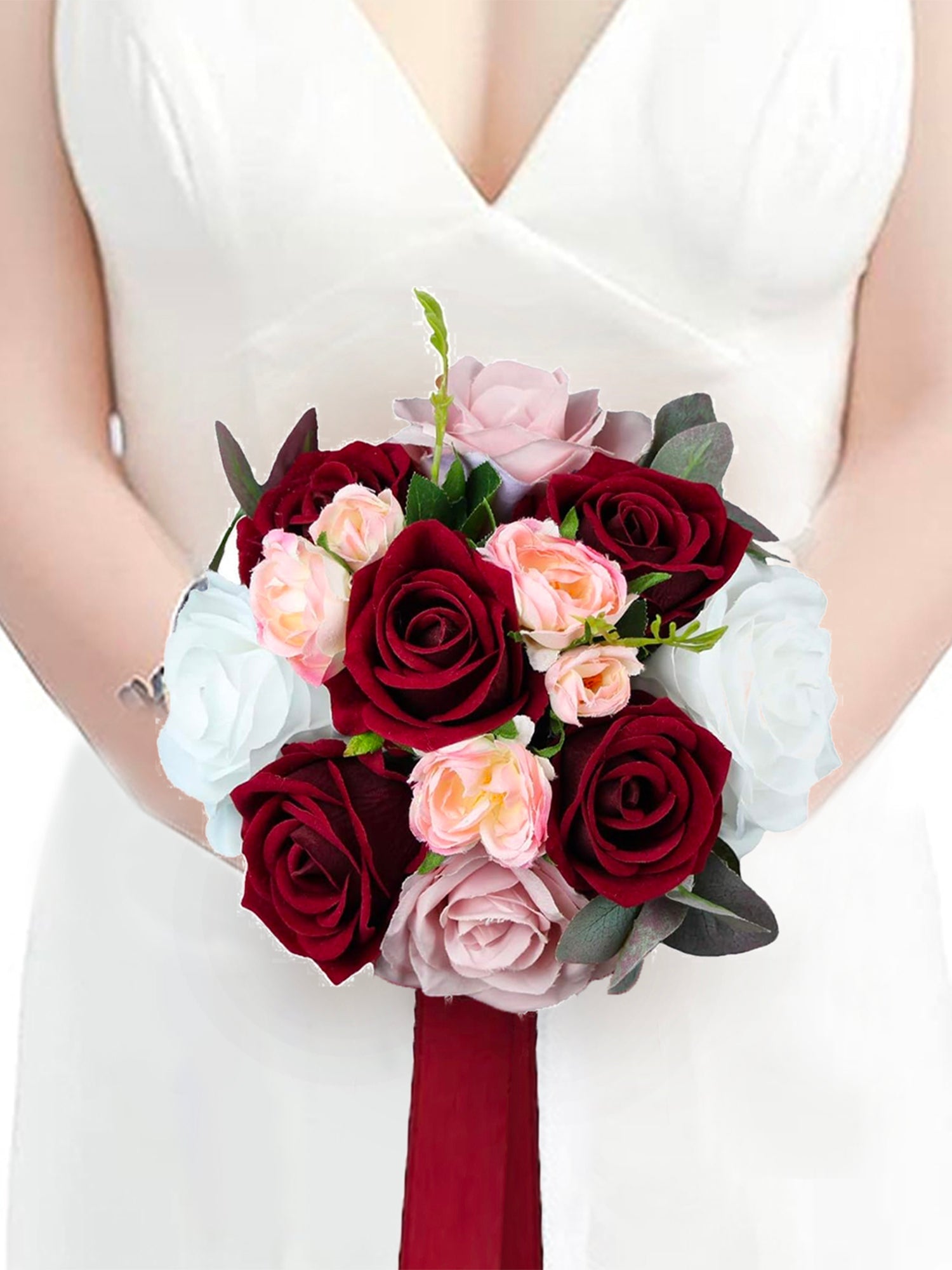 7 inch wide Burgundy & Blush Bridesmaid Bouquets - Rinlong Flower