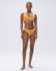 Contrast Bikini Bottom - Mango Orange/Marshmallow White