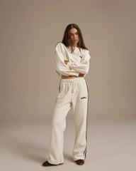 Varsity Loose Fit Sweatpants - Marshmallow White/Coffee Bean
