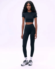 Short Sleeve Crop Top - Black