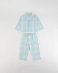 Mini Brushed Checked Pyjamas - Light Blue