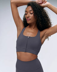 Ultimate Zip Front Bra - Dark Grey