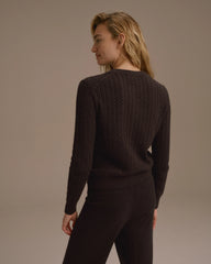 Cable Knit Cardigan - Coffee Bean