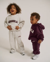 Mini Varsity Straight Leg Sweatpants - Light Grey Melange/Dark Cherry