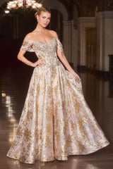 Prom Dresses Ball Gown Beaded Long Formal Prom Dress Gold
