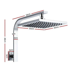 Cefito WElS 8'' Rain Shower Head Set Square High Pressure Wall Arm DIY Chrome - Magdasmall