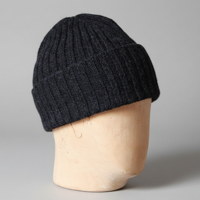 Ribbed Lambswool Hat - Charcoal