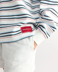 Varsity Oversized Stripe Rugby Top - Airy Blue/Marshmallow White