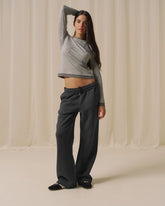 Branded Straight Leg Sweatpants - Graphite Grey