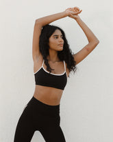 Ultimate Contrast Strap Scoop Bra - Black/Cream