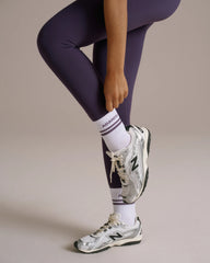 Sport Stripe Socks - White/Dark Plum