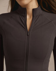 Ultimate Long Sleeve Zip Up Top - Coffee Bean