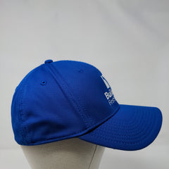 Builders First Source Fitted Hat Blue S/M A-Flex Embroidered 6 Panel Ivory