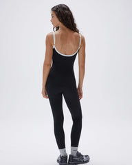 Ultimate Piping Scoop Unitard - Black/Cream