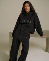 Varsity Loose Fit Hoodie - Black