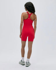 Ultimate Racer Back Piping Romper - Apple Red