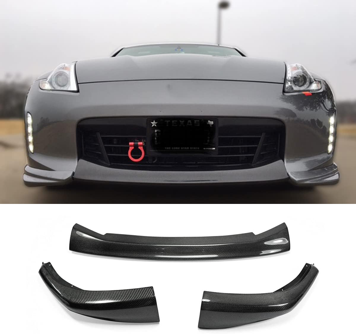 For Nissan 12 Onwards 370Z Z34 Kouki Late Model Jdm Front Bumper Lip 3Pcs (Facelift) Chin Splitter Spoiler Partial Carbon Fiber(Mid Piece) Body Kits