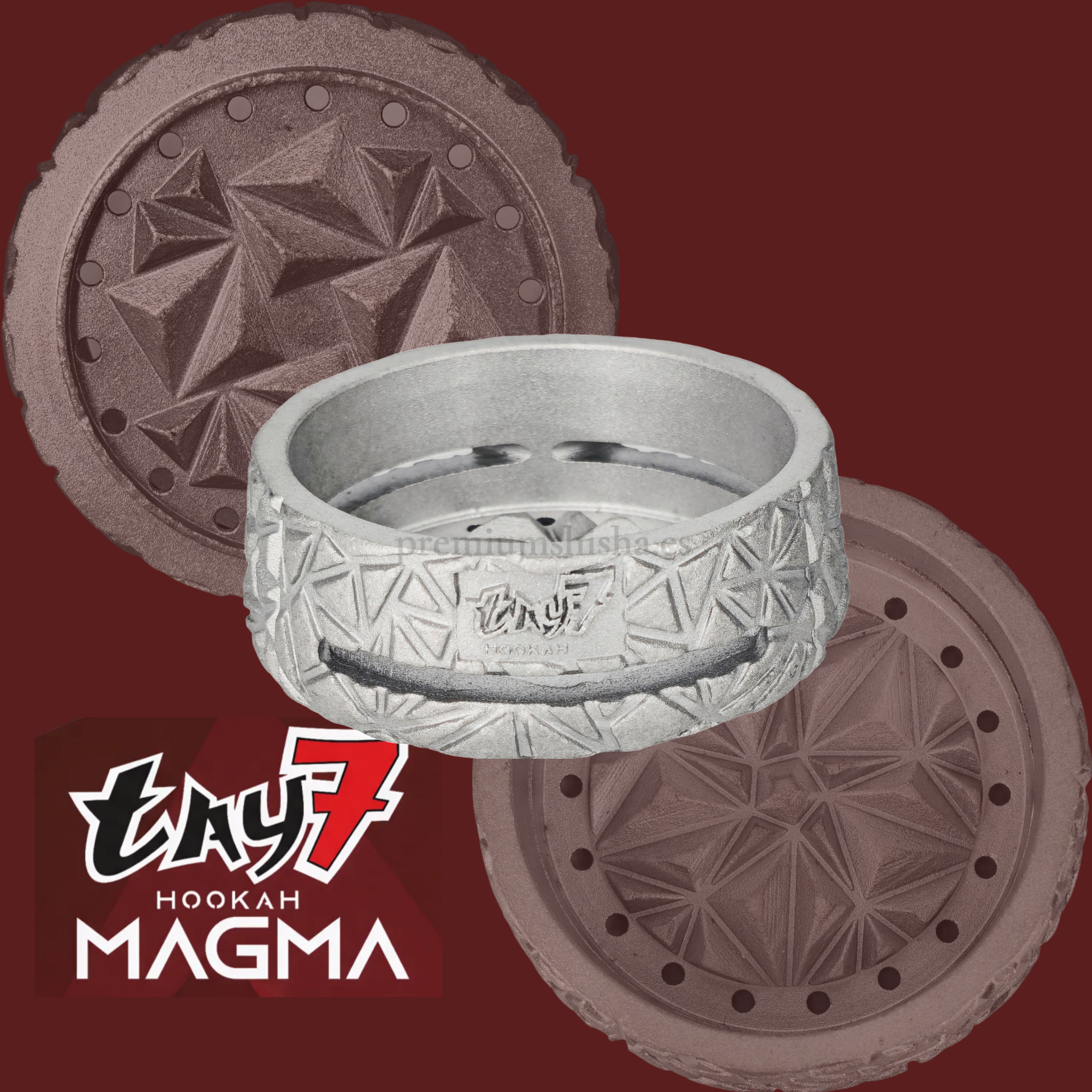 Gestor de calor Magma Hookah K-lu Plateado ≤ 27mm - Frontal - Premium Shisha