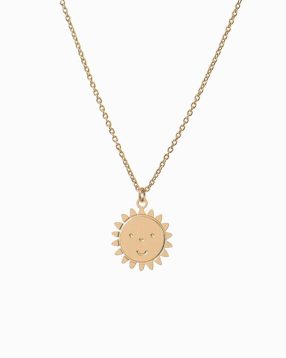 Vergoldete Kette mit graviertem Miffy Sun-Anhänger, lächelndes Gesicht, Strahlenmotiv, 40 cm, hergestellt in Frankreich, Teil der Collection Titlee x Miffy.