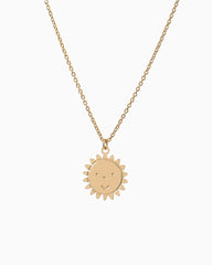 Vergoldete Kette mit graviertem Miffy Sun-Anhänger, lächelndes Gesicht, Strahlenmotiv, 40 cm, hergestellt in Frankreich, Teil der Collection Titlee x Miffy.
