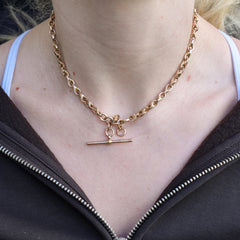 Art Deco '1929' 9ct Gold Love Knot Link Double Albert Watch Chain Necklace | 15"
