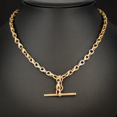 Art Deco '1929' 9ct Gold Love Knot Link Double Albert Watch Chain Necklace | 15"